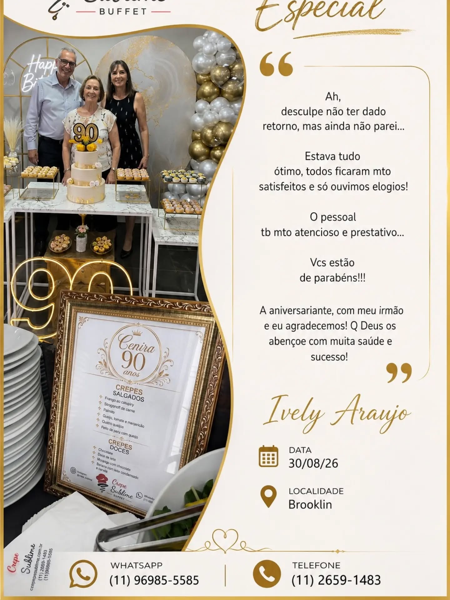 BUFFET DE CREPE EM SÃO PAULO | CREPE FRANCÊS EM DOMICÍLIO
Procurando Buffet de Crepe em São Paulo para sua festa ou evento? O Crepe Sublime oferece Buffet de Crepe Francês em domicílio, levando sabor, qualidade e sofisticação até você!
Nosso buffet de crepe para festas é uma opção perfeita para aniversários, casamentos, bodas, confraternizações, eventos corporativos, festas de empresas e celebrações especiais.
🥞 Crepe Francês preparado na hora
🍴 Ingredientes selecionados e produtos de qualidade
👨‍🍳 Equipe profissional e atendimento personalizado
🏠 Buffet de crepe em domicílio
🎉 Atendimento para eventos sociais e corporativos
📍 São Paulo e Grande São Paulo
Se você procura Buffet de Crepe em São Paulo, crepe para festas, crepe para aniversário, crepe para casamento, crepe para eventos corporativos ou buffet em domicílio, fale com o Crepe Sublime.
Transforme seu evento em uma experiência deliciosa e inesquecível! ✨
📲 Solicite seu orçamento e consulte a disponibilidade da sua data.
Principais buscas: buffet de crepe • buffet de crepe em São Paulo • buffet de crepe SP • buffet de crepe francês • crepe francês em domicílio • buffet de crepe em domicílio • crepe para festas • crepe para eventos • crepe para aniversário • crepe para casamento • buffet para eventos em São Paulo • buffet em domicílio São Paulo.