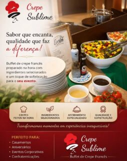 Buffet de Crepe em São Paulo | Sabor e Elegância para Seu Evento

Se você procura um buffet de crepe em São Paulo, escolha um serviço que una qualidade, sabor e atendimento impecável. O buffet de crepe francês em domicílio é ideal para aniversários, casamentos, confraternizações e eventos corporativos, oferecendo crepes preparados na hora, recheios doces e salgados, saladas frescas e ingredientes selecionados.

Com uma equipe especializada e estrutura completa, seu evento ganha praticidade, sofisticação e uma experiência gastronômica inesquecível. O buffet de crepe em domicílio é a opção perfeita para quem deseja encantar os convidados com um cardápio variado e um atendimento de excelência.

buffet de crepe em São Paulo, buffet de crepe francês, buffet em domicílio, buffet para festas, buffet para eventos, buffet corporativo, buffet para casamento, buffet para aniversário, crepe francês em São Paulo.#Buffet #festaemfamília #buffetdemassasemdomicílio