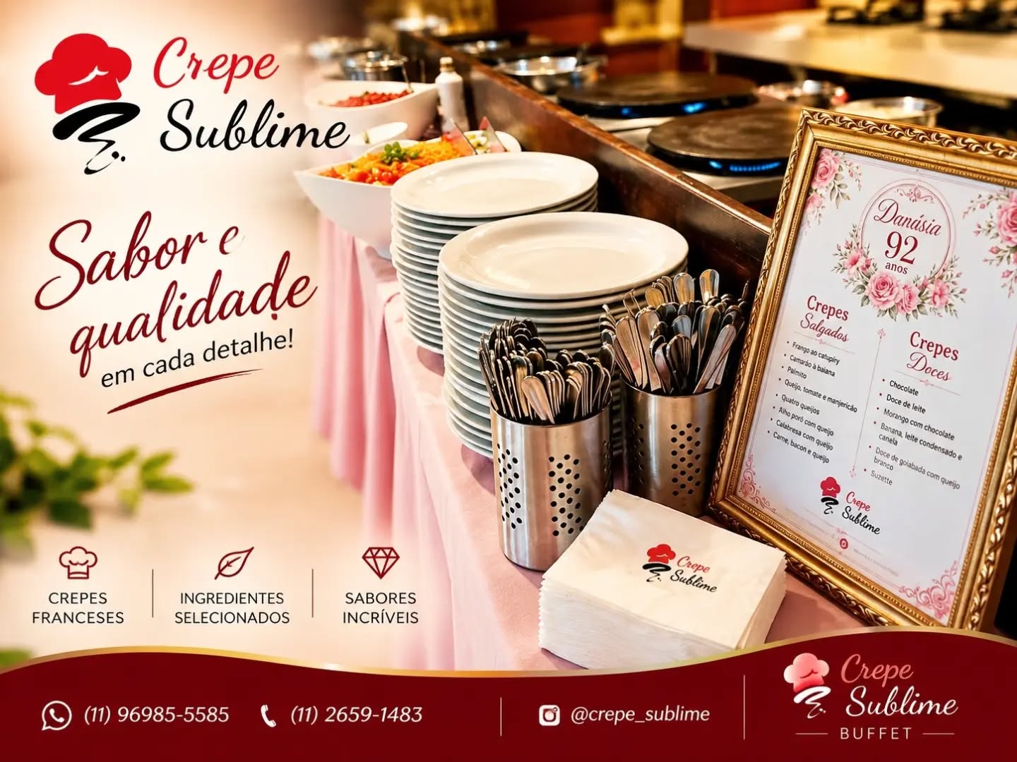 BUFFET DE CREPE FRANCÊS EM DOMICÍLIO EM SÃO PAULO | CREPE SUBLIME

Procurando Buffet de Crepe Francês em Domicílio em São Paulo para sua festa ou evento? A Crepe Sublime oferece buffet de crepe em São Paulo com atendimento em domicílio, levando até seu evento sabor, qualidade, elegância e praticidade.

Nosso Buffet de Crepe Francês é ideal para aniversários, casamentos, confraternizações, festas familiares, eventos corporativos, festas de empresas e comemorações especiais.

Trabalhamos com ingredientes frescos, produtos de qualidade, recheios salgados e doces e equipe qualificada, proporcionando uma experiência completa de crepe francês para festas e eventos.

Se você está pesquisando por buffet de crepe francês em São Paulo SP, buffet de crepe em domicílio, buffet de crepe para festas, buffet de crepe para eventos, crepe francês em domicílio, buffet para aniversário em São Paulo ou buffet para confraternização, a Crepe Sublime está pronta para atender seu evento.

📍 Atendemos São Paulo e Grande São Paulo

✨ Por que escolher a Crepe Sublime?
• Buffet de Crepe Francês em Domicílio
• Ingredientes e produtos de qualidade
• Recheios salgados e doces
• Equipe profissional e qualificada
• Organização, limpeza e excelente atendimento
• Serviço personalizado para cada evento

🥞 Crepe Sublime – Buffet de Crepe Francês em São Paulo.

Transforme sua festa em uma experiência de sabor, qualidade e sofisticação.

📲 Entre em contato e solicite seu orçamento para seu evento! #BuffetDeCrepe #buffet #festaemfamília