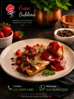 Transforme seu evento em uma experiência inesquecível com o Crepe Sublime!

Trabalhamos com ingredientes frescos, sabores irresistíveis e um preparo feito com excelência em cada detalhe. Do salgado ao doce, nossos crepes unem qualidade, sofisticação e aquele toque especial que encanta seus convidados.

Atendimento profissional para festas, eventos e confraternizações, levando sabor, elegância e carinho até você.
#buffet #Crepe #festas #MassasFrescas #festaemfamília