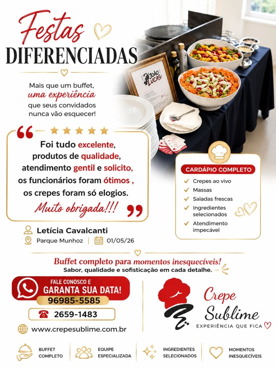 Muito obrigado pela confiança! 
Cada cliente é especial para nós, e é uma alegria poder atendê-los, sempre com a mesma qualidade.
Conte sempre com a gente! #Buffet #festaemfamília #buffetdemassasemdomicílio #buffetemcasa